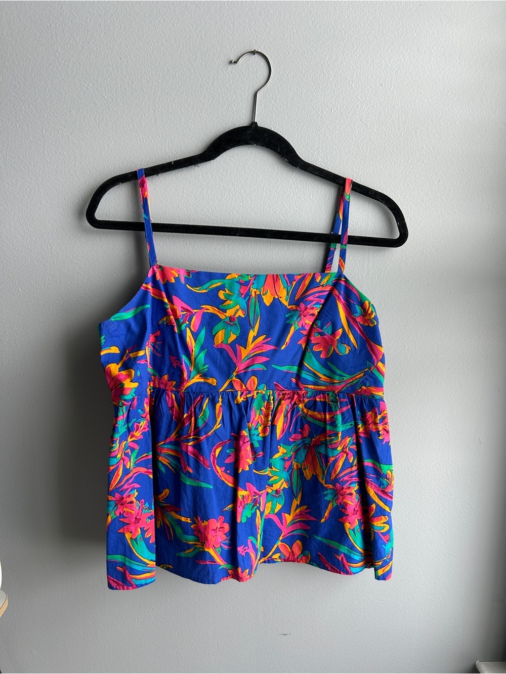 J. Crew Bright Blue Floral Tie-Back Cami Top